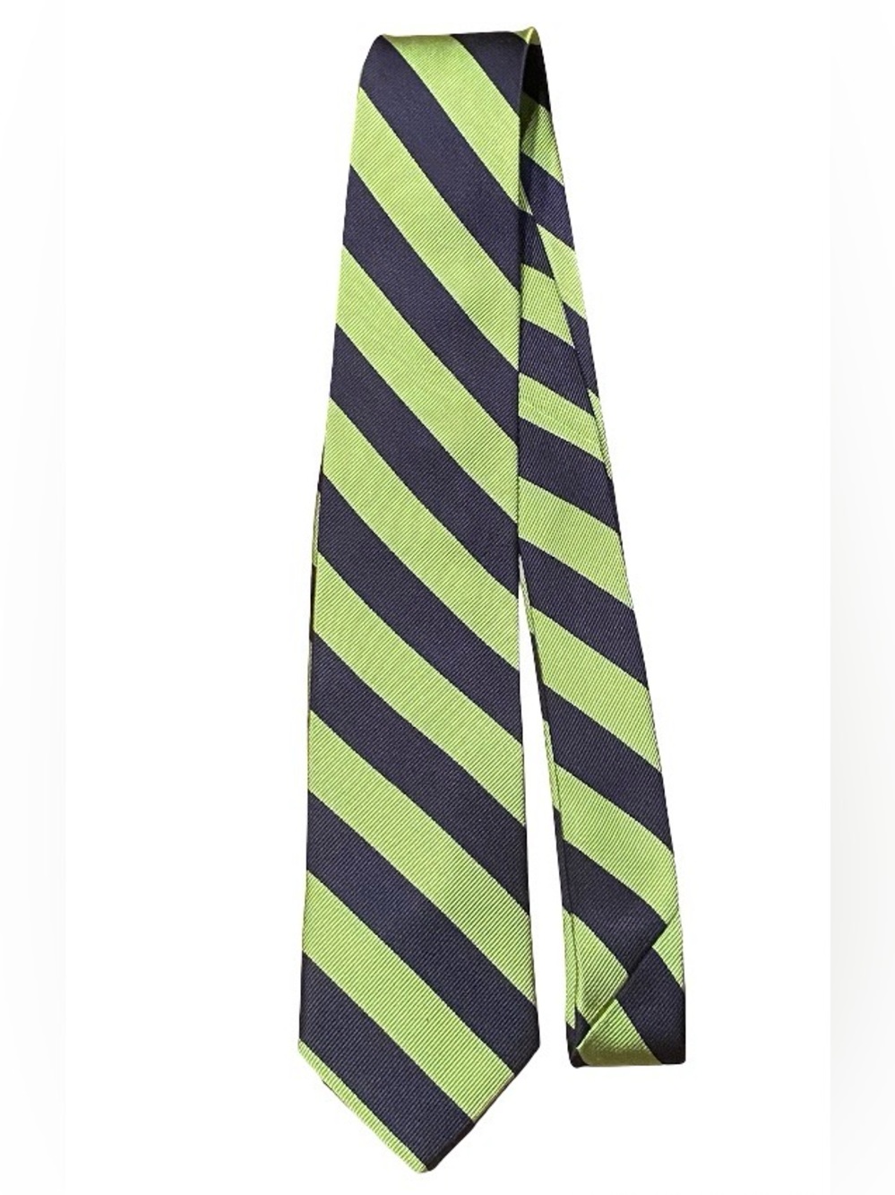 J. Crew The Silk Tie green blue striped dressy formal 100% silk neck tie